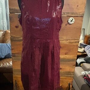 Glamorous Burgundy Sequin Mini Dress